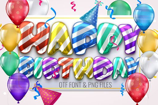 Happy Birthday Font by Nobu Collections