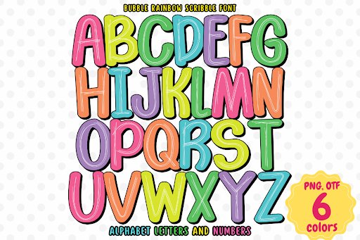 Bubble Rainbow Scribble Font by VividDoodle