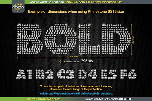 RS04 Modern DIY RHINESTONE TTF Template Font