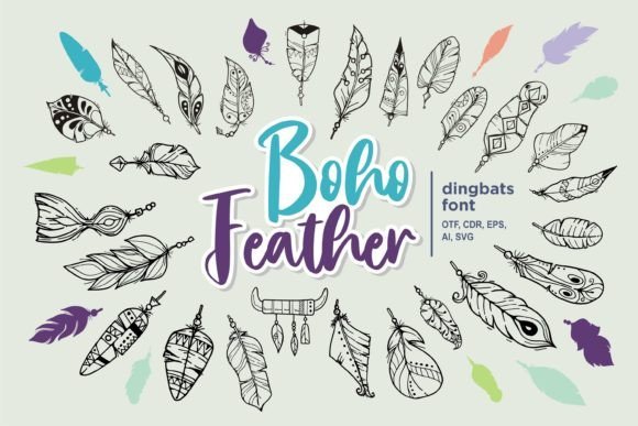 Boho Feather Dingbats Font