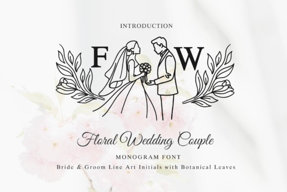 Floral Wedding Couple Font