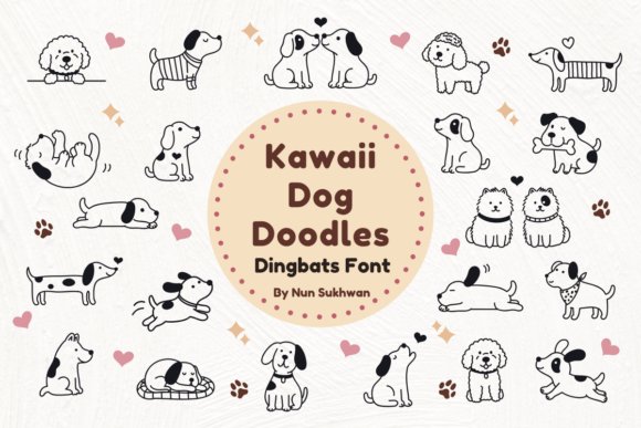 Kawaii Dog Doodles Font