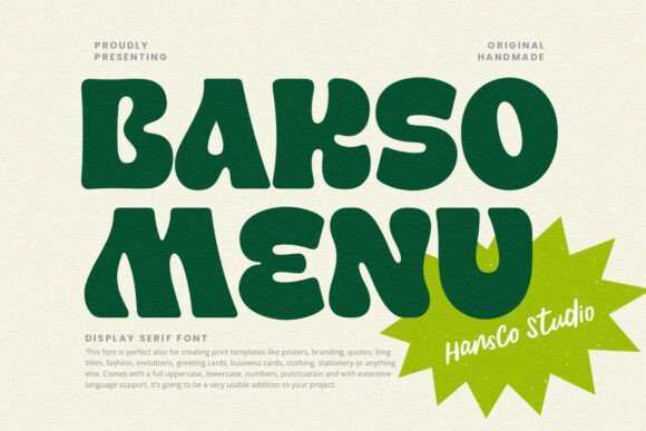 Bakso Menu Font