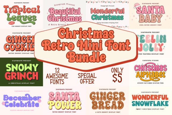 Christmas Retro Mini Font Bundle