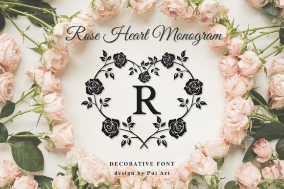 Rose Heart Monogram Font