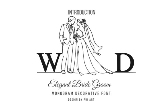 Elegant Bride Groom Monogram Font