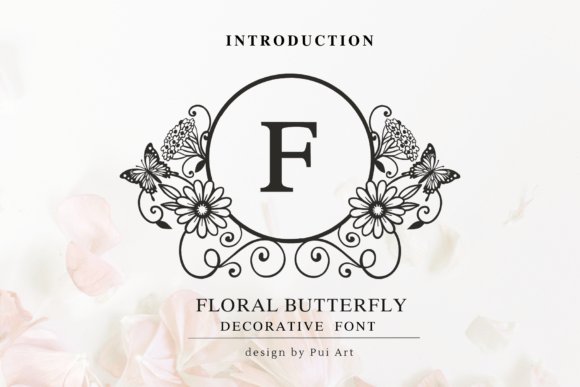 Floral Butterfly Monogram Font