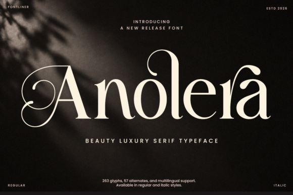 Anolera luxury serif fonts for jewelry and boutique brands
