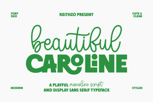 Beautiful Caroline playful sans fonts for minimalist logos