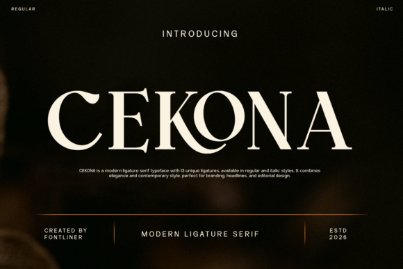 Cekona ligature serif fonts for posters