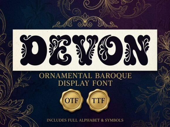 Vintage display fonts for branding shown on a retro brand layout