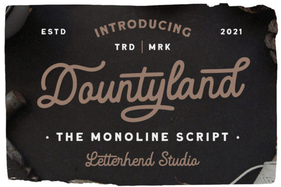 Dountyland bold vintage monoline signature fonts for logos