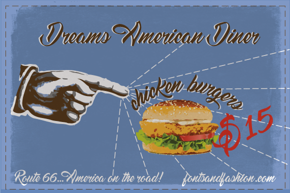 Dreams American Diner vintage script fonts for branding