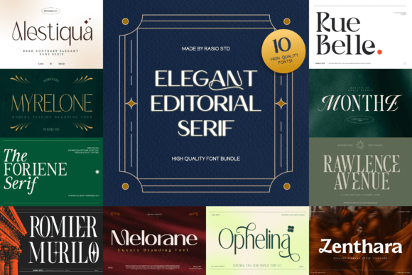 Elegant Editorial serif bundle fonts for fashion magazines