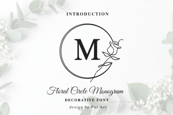 Floral Circle Monogram fonts for jewelry packaging and seals