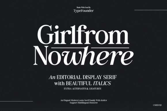 Girlfrom Nowhere editorial serif fonts for product packaging