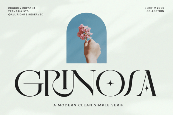 Grinola clean modern serif fonts for product packaging