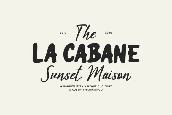 La Cabane vintage duo fonts for clothing brand logos