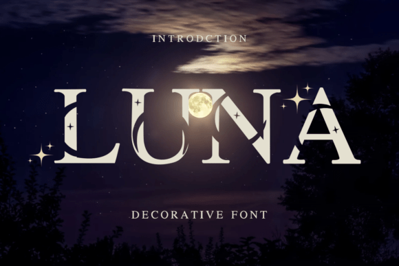Luna celestial decorative display fonts for playful logos