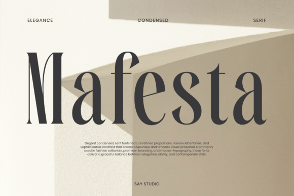 Mafesta condensed serif fonts for jewelry and boutique brands