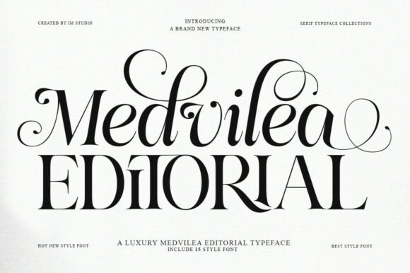 Medvilea Editorial serif family fonts for fashion magazines