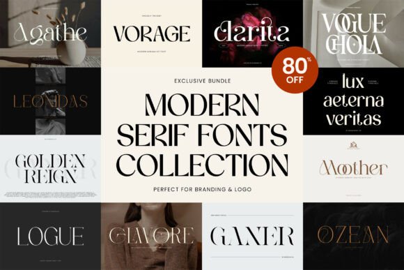 Modern Serif bundle fonts for branding systems