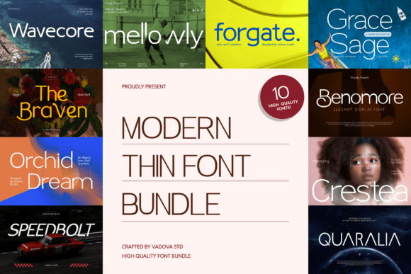 Modern Thin font bundle for minimalist product packaging