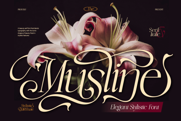 Musline stylistic serif fonts for wedding invitations