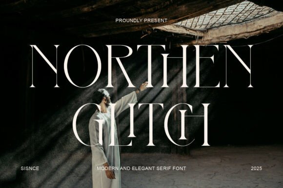 Northen Glitch heavy modern serif fonts for branding