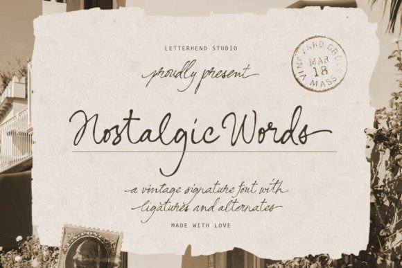 Nostalgic Words vintage signature script fonts for logos
