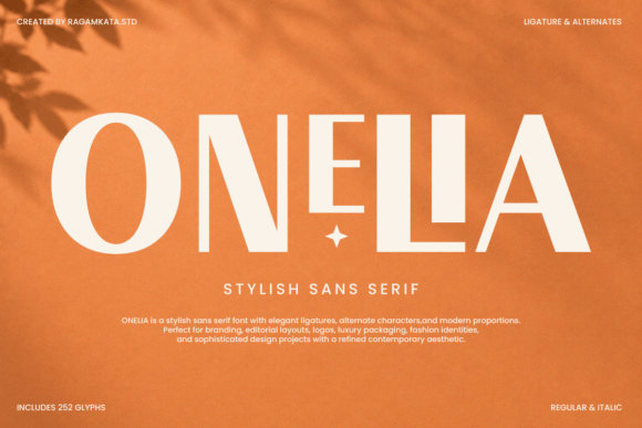Onelia clean sans serif fonts for clothing brand logos