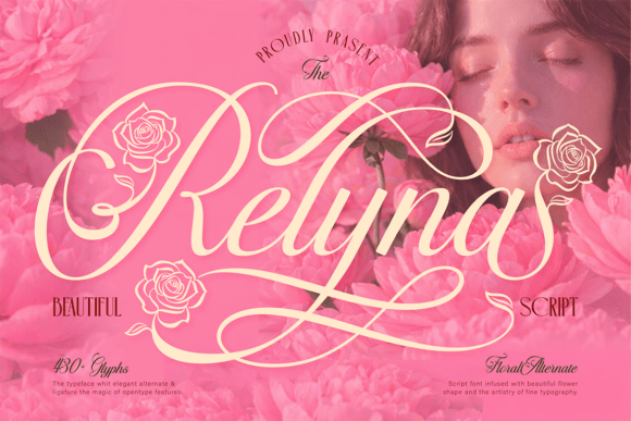 Relyna floral script fonts for wedding invitations
