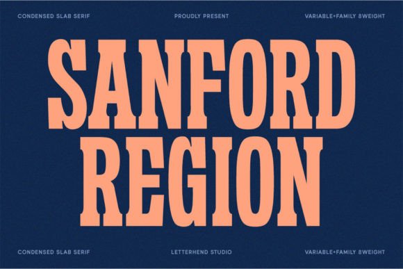Sanford Region condensed slab serif fonts for wedding stationery