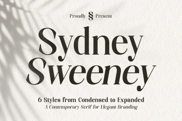 Sydney Sweeney serif family fonts for product packaging range