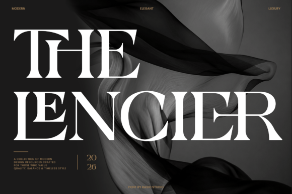 The Lencier high contrast display serif fonts for packaging