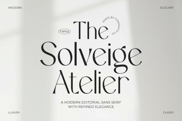 The Solveige Atelier modern feminine fonts for beauty brands