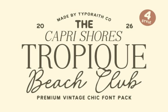 Tropique vintage chic font pack for logos