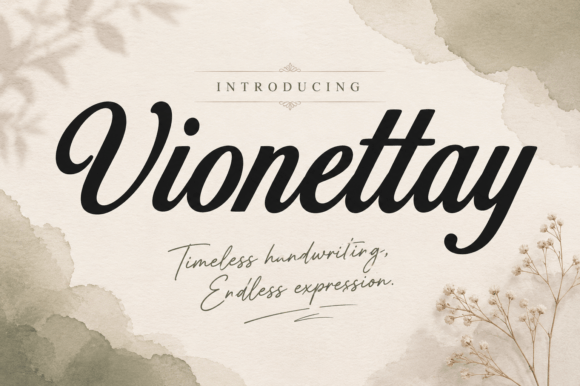 Vionettay modern chic vintage brush fonts for logos
