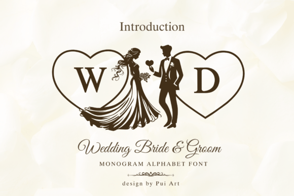 Wedding Bride & Groom Monogram - monogram font for weddings