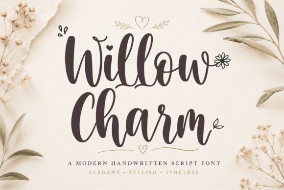 Willow Charm handwritten signature fonts for logo design
