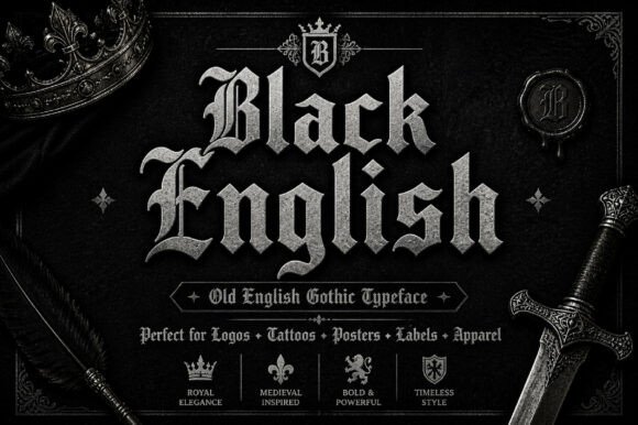 Black English gothic blackletter font