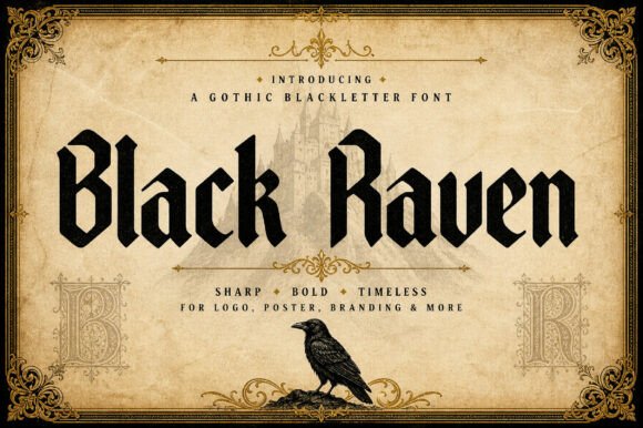Black Raven tattoo lettering font