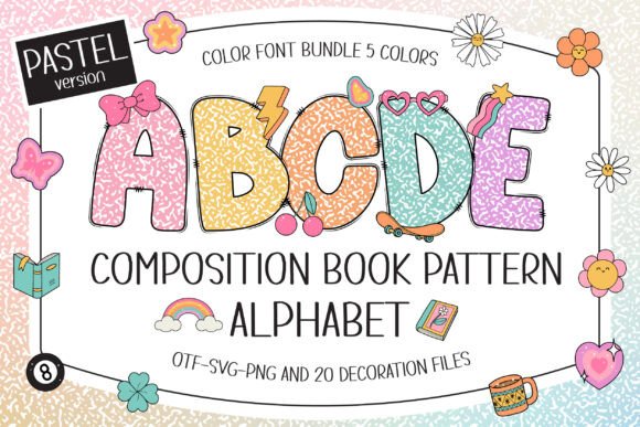 Composition Book Pattern Pastel bubble font