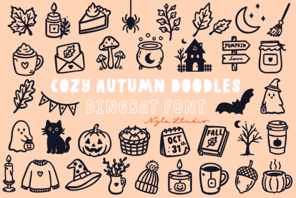 Cozy Autumn Doodles Halloween icon font
