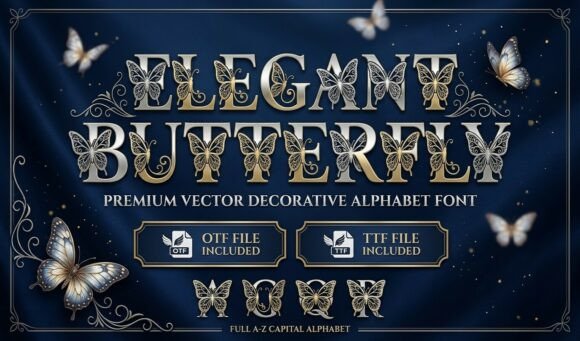 Elegant Butterfly Monogram font