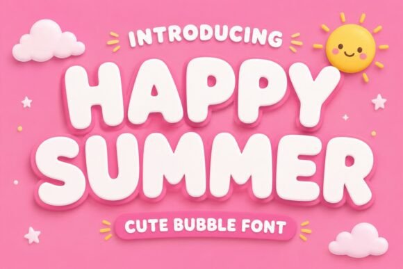 Happy Summer bubble font