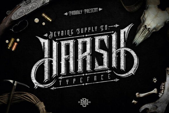 Harsh gothic blackletter font