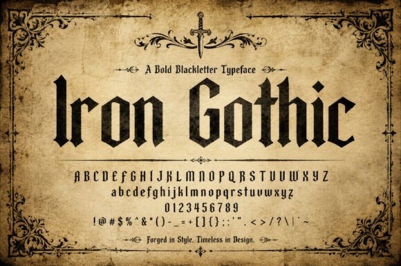 Iron Gothic tattoo lettering font