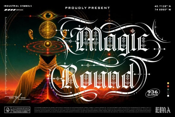 Magic Round tattoo lettering font