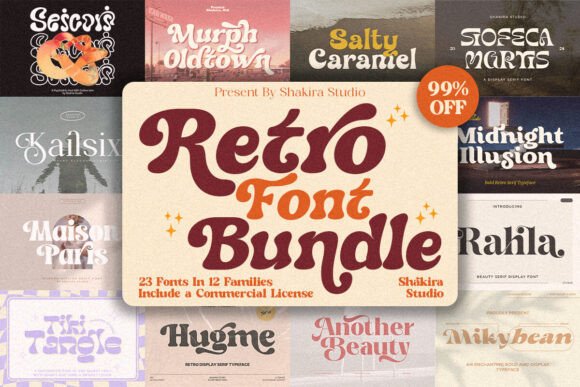 Retro Bundle Collection bubble font